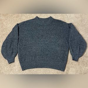 Worthington Women’s Crew Neck Sweater w/ Balloon Sleeves - charcoal, M